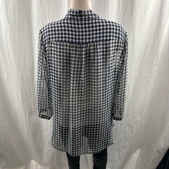 Artizia Babaton Beau Silk blouse Navy And White Gingham Print M - Picture 3 of 8